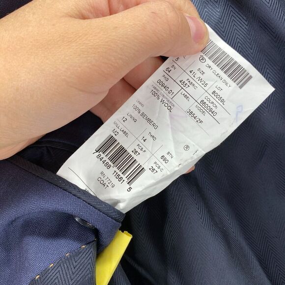 Marzotto Blazer Men 41 Blue Button Up Collared Long Sleeve Wool Lined Regular - Picture 8 of 9